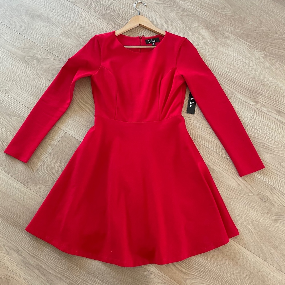 Lulus Long Sleeve Red Dress NWT